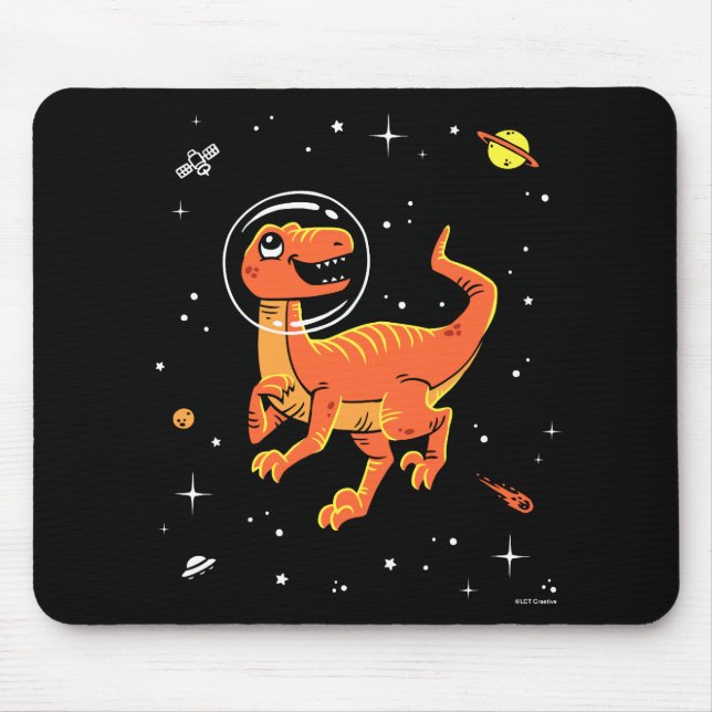 Orange Tyrannosaurus Dinos im Weltraum Mousepad (Vorne)