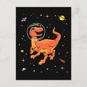 Orange Tyrannosaurus Dinos im Weltraum Postkarte