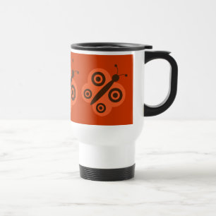 Orange u. braune retro Schmetterlingsreise-Tasse Reisebecher