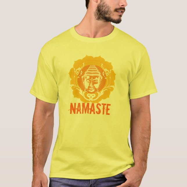 Orange u. gelber Buddha stellen gegenüber T-Shirt (Vorderseite)