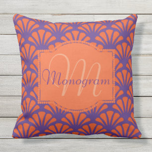 Orange u. lila Entwurf mit Monogramm Kissen Für Draußen