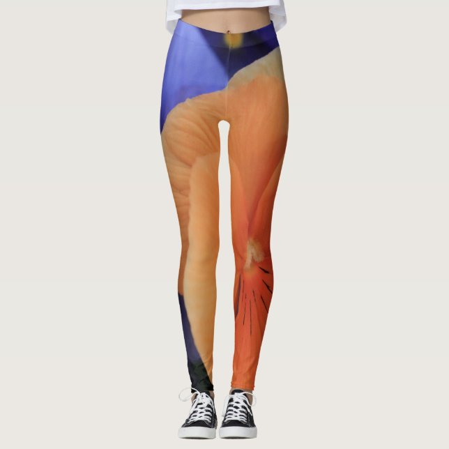 Orange u. lila Stiefmütterchen, BlumenFoto 81, Leggings (Vorderseite)