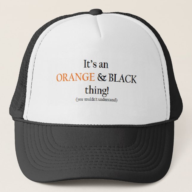 Orange u. schwarze Sache Truckerkappe (Vorderseite)