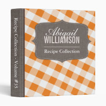 Orange u. weißer Gingham-südliche Rezept-Mappe
