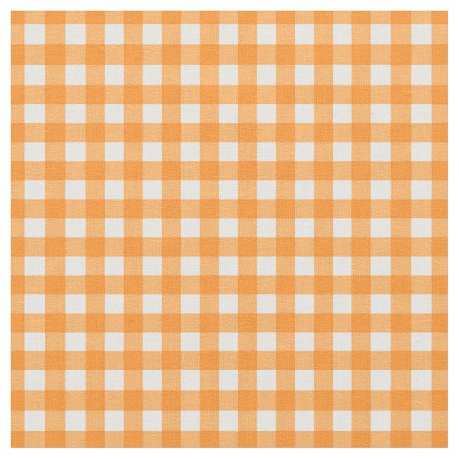 Orange überprüft Gingham auf Zuhause Canning Lids Stoff (Nahaufnahme)