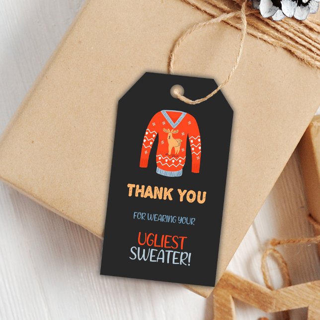 Orange Ugly Sweater Geschenketiketten Geschenkanhänger (Orange Ugly Sweater Gift Tags)