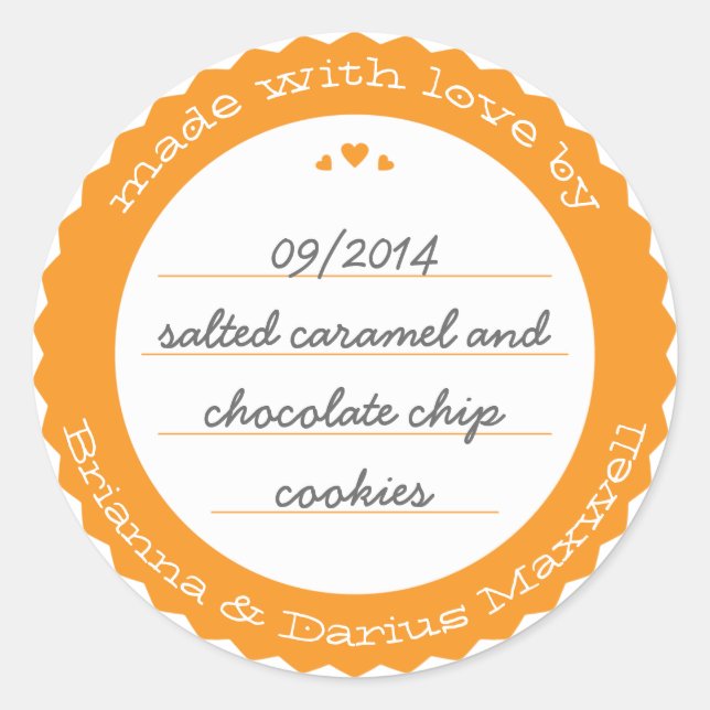 Orange-Umlaufschild für Backwaren Runder Aufkleber (Vorderseite)