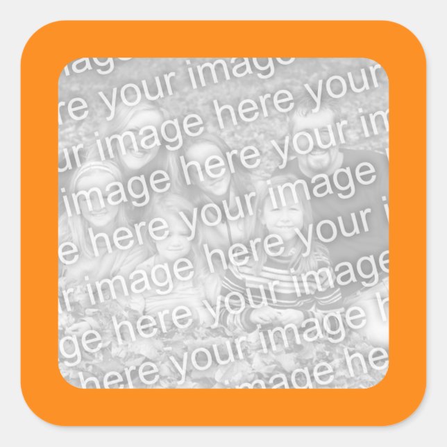 Orange Umrandungsfoto Quadratischer Aufkleber (Vorderseite)