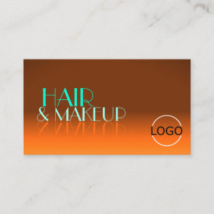 Orange- und Aquamarin-Chic-Schriftart mit Logo Visitenkarte