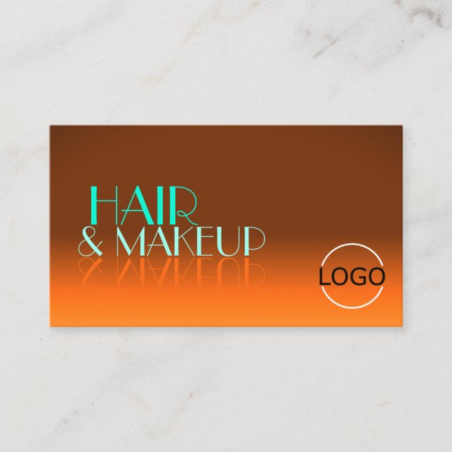 Orange- und Aquamarin-Chic-Schriftart mit Logo Visitenkarte (Vorderseite)
