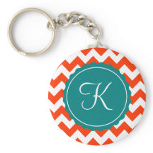Orange und Aquamarin Zig Zag Custom Initial