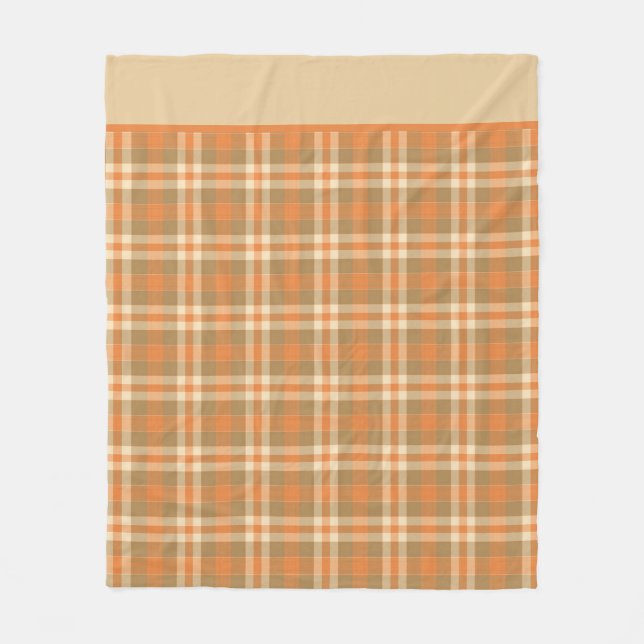 Orange- und Beige-Karo-Fleece-Decke Fleecedecke (Vorderseite)