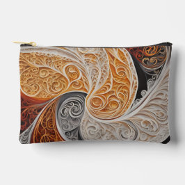 Orange und beige wellige Muster AI-Kunst Zubehörtasche