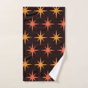 Orange und Bernstein Starburst Mitte des 20. Jahrh Handtuch