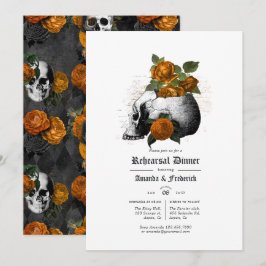 Orange und Black Floral Gothic Probe Dinner Einladung
