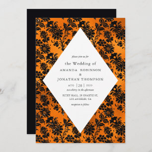 Orange und Black Glam Imitate Foil Wedding Einladung