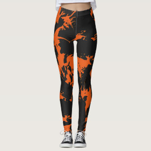 Orange und Black Graffiti Spritzer Leggings