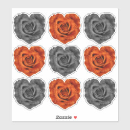 Orange und Black Halloween Herz Rose dekorativ Aufkleber