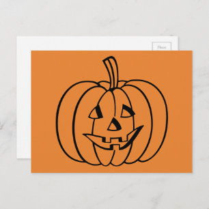 Orange und Black Halloween Jack-O-Lantern Pumpkin Postkarte