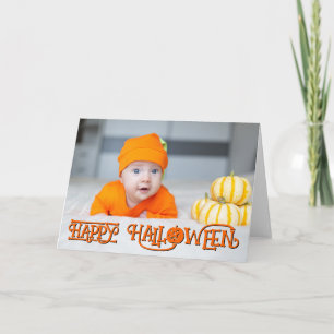 Orange und Black Happy Halloween Foto Karte