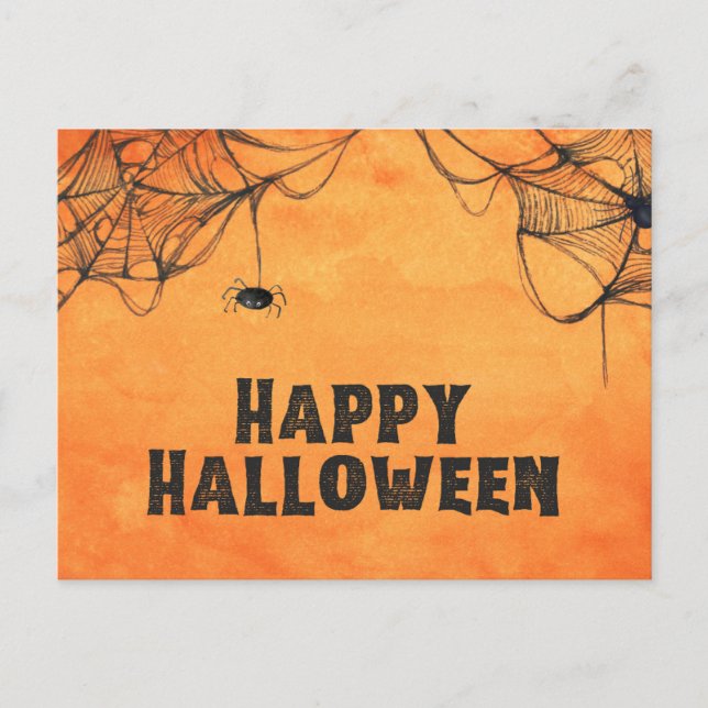 Orange und Black Happy Halloween Postkarte (Vorderseite)