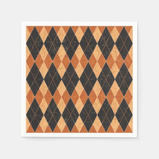 Orange und Black Harlequin Vintag Halloween Serviette (Vorderseite)