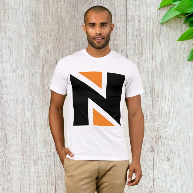 Orange und Black Letter N Mens T - Shirt (Von Creator hochgeladen)