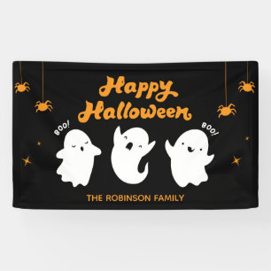 Orange und Black Niedlich Ghosts Happy Halloween Banner