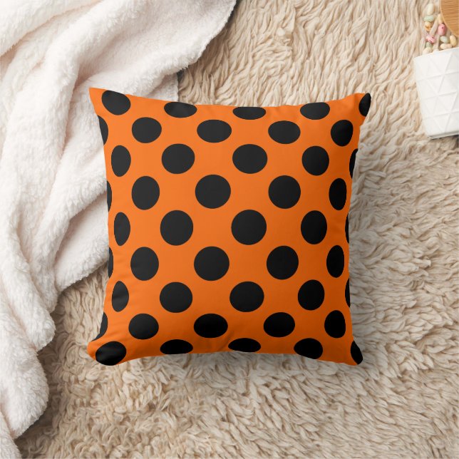 Orange und Black Polka Dot Pattern Kissen (Decke)