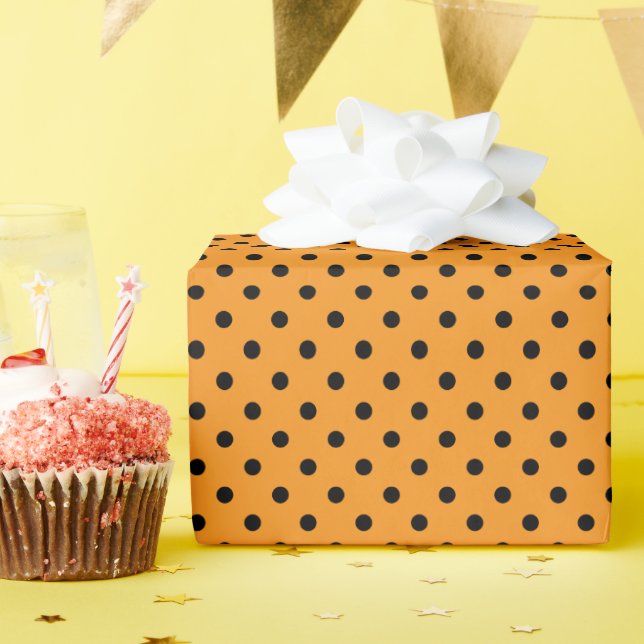 Orange und Black Polka Dots Geschenkpapier (Geburtstagsparty)