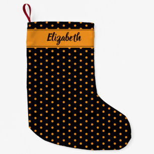 Orange und Black Polka Dots Personalisiert kundens Kleiner Weihnachtsstrumpf