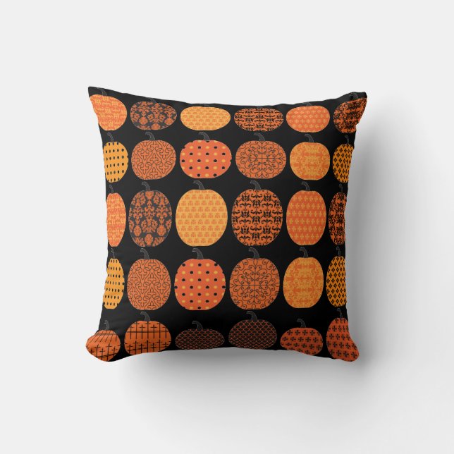 Orange und Black Pumpkin Design Kissen (Vorderseite)