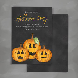 Orange und Black Pumpkins Halloween-Party Einladung