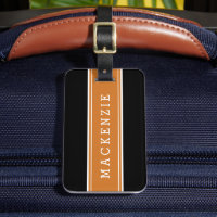 Orange und Black Rugby Strip Custom Monogram