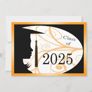 Orange und Black Silhouette 2025 Card Einladung