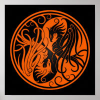 Orange und Black Yin Yang Phoenix