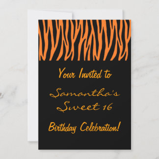 Orange und Black Zebra Einladungen personalisieren
