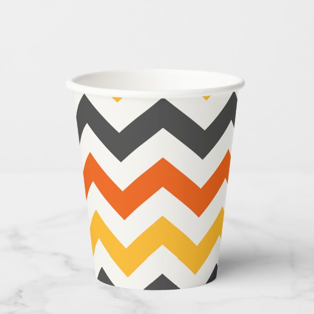 Orange und Black Zigzag Pappbecher (Vorderseite)