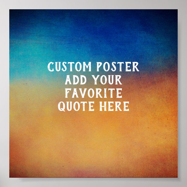 Orange und Blau bedrückt addieren ein Zitat Poster (Vorne)