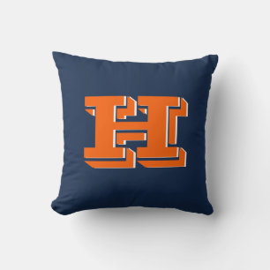 Orange- und Blau-Schulstolz-Farbstil-Monogramm Kissen