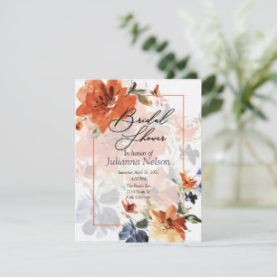 Orange und blaue Aquarell-Herbstblumen  Einladung