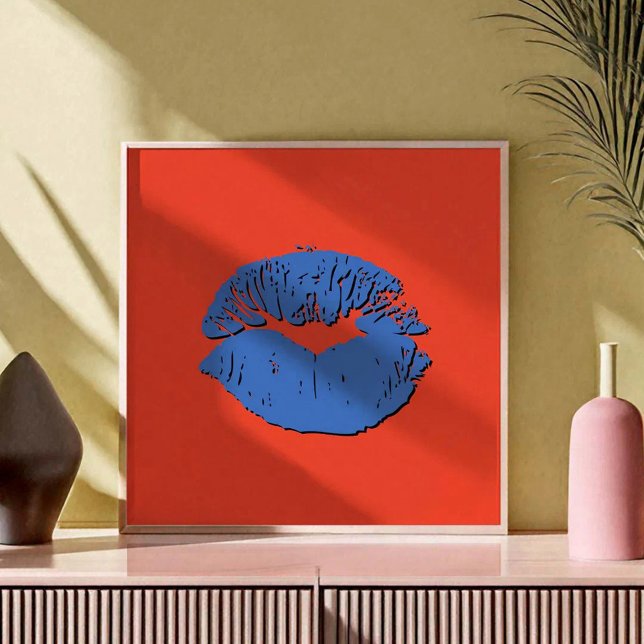 Orange und blaue küssende Lippen Poster (Von Creator hochgeladen)