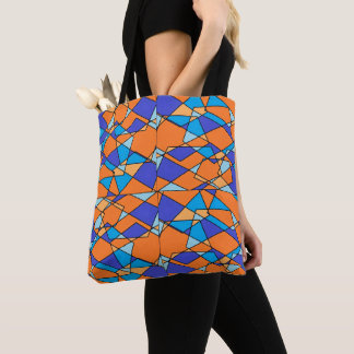 Orange und blaue Tote oder Crossbody-Tasche geomet