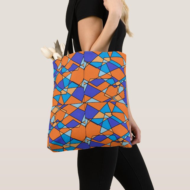Orange und blaue Tote oder Crossbody-Tasche geomet (Von Nahem)
