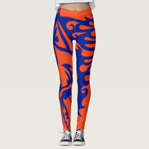 Orange und Blauer Pony Stallion Steve Lineart Leggings