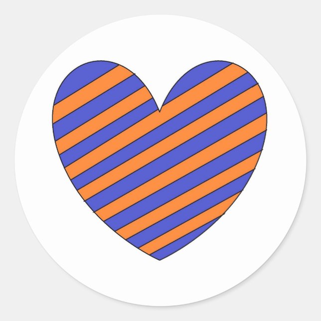 Orange und blaues Herz Runder Aufkleber (Vorderseite)