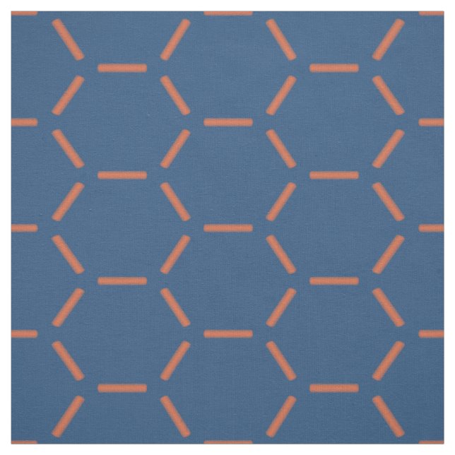 Orange und blaues Hexagon-Muster Stoff (Muster)