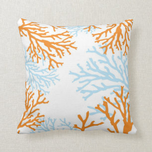 Orange und blaues korallenrotes Kissen