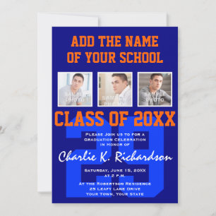 Orange und blaues Team färbt Sport-Abschluss Einladung