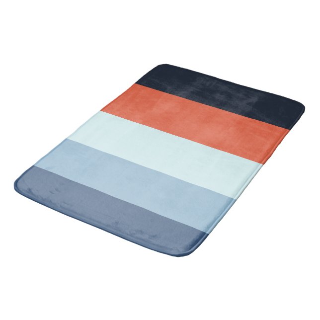 Orange und Blaustreifen Badematte (Schrägansicht)
